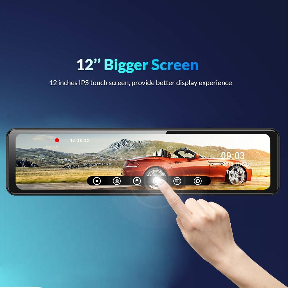 12 Inch Touch Screen Mirror Android Car Dual Dash Camera (Front & Rear)