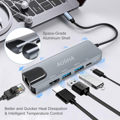 5 in 1 USBC Hub with Ethernet, HDMI, LAN & 100W PD