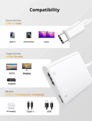 USB Type C to HDMI 4K Adapter & 100W PD Charging