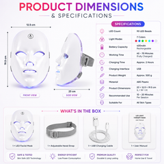 AUSHA 7 Color LED Light Therapy Facial Mask