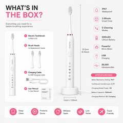 AUSHA Electric Toothbrush for Adults -5 Modes & 3 Brush Heads
