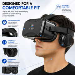 AUSHA Virtual Reality Glasses with Headphones