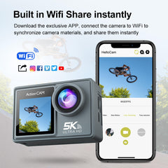 5k Action Camera with 30fps with EIS , Wifi, Dual Screen