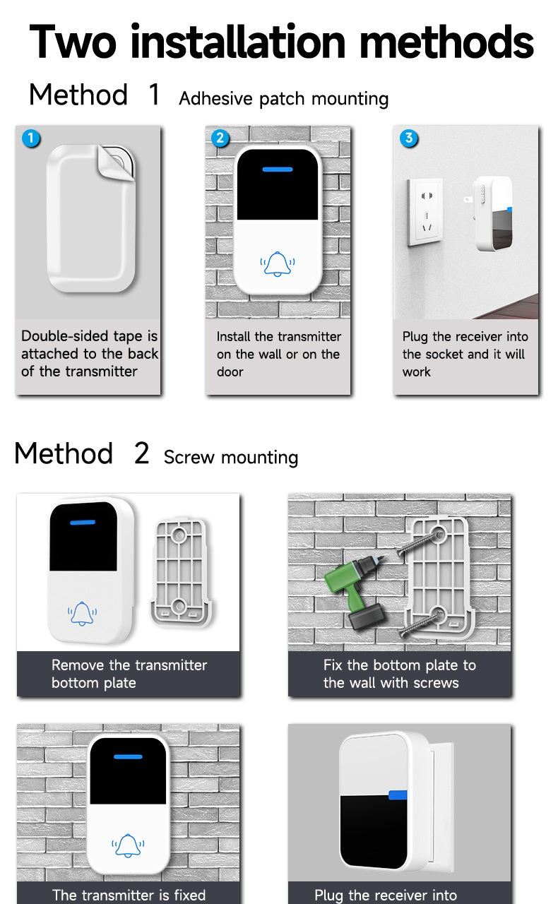 Self-Power Wireless Doorbell -  No Battery Required,
