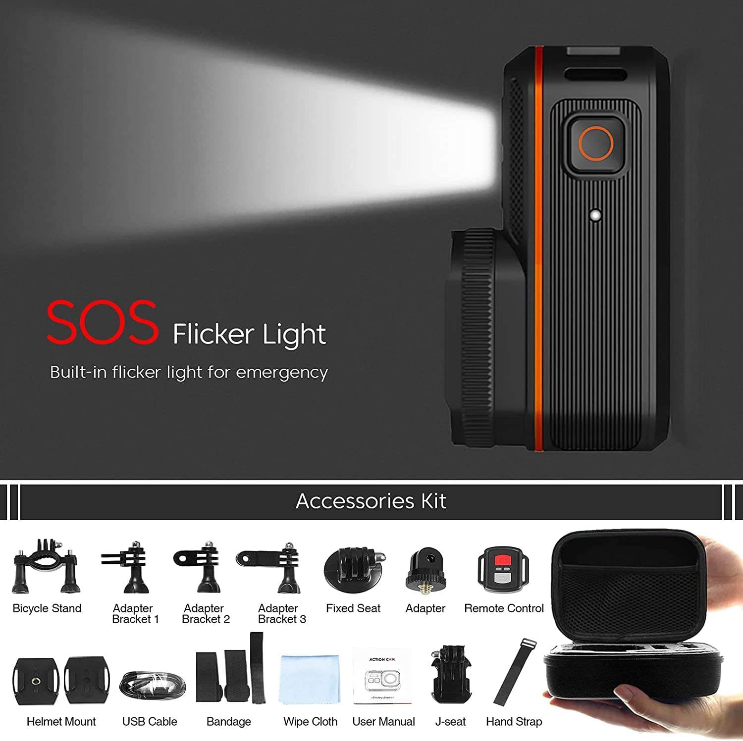 4k Action Camera 60fps with EIS Stabilization, Remote Control, WiFi