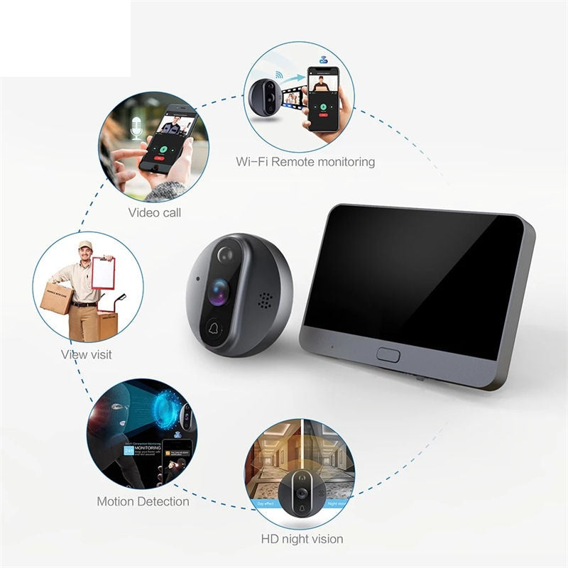 Wireless WiFi Smart Video Doorbell with Display Screen