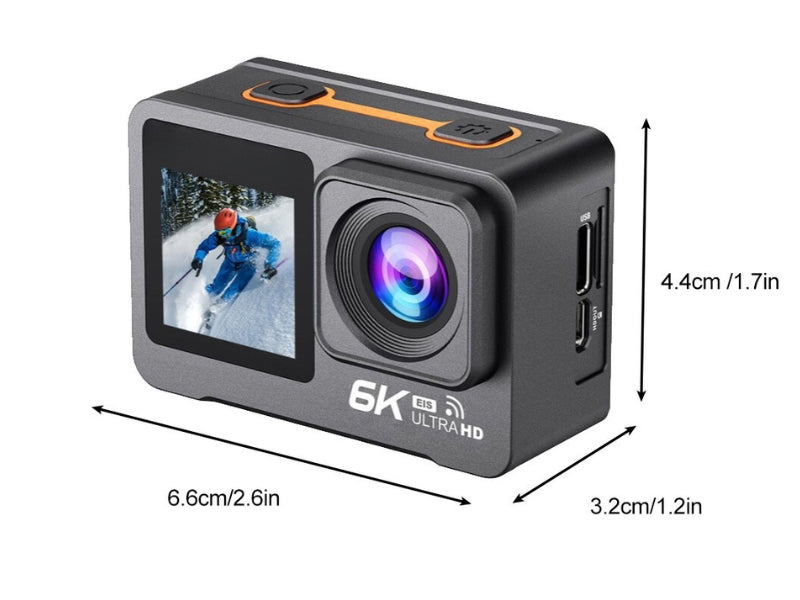 AUSHA 6K Action Camera 30fps with EIS , Wifi, Dual Touch Screen, Remote Control