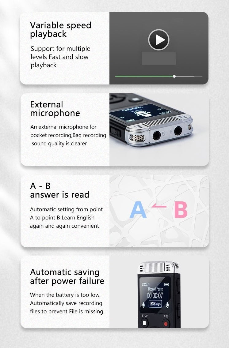 Digital Voice Recorder-32GB Storage & 80 Hours Battery Life