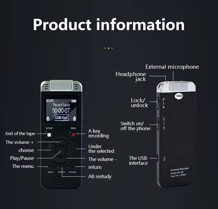 Digital Voice Recorder-32GB Storage & 80 Hours Battery Life