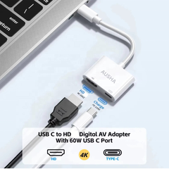 USB Type C to HDMI 4K with 100W PD Charging