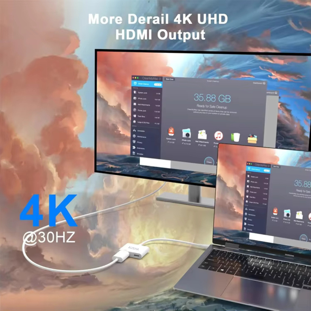USB Type C to HDMI 4K with 100W PD Charging