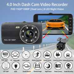 Full HD Dual Dash Camera for Car ( Front and Rear) Video Recorde