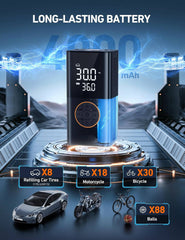 Cordless Tyre Inflator for Car & Bike with 4000mAh Battery