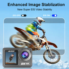 8K Action Camera 15fps with EIS , Wifi, Dual Touch Screen, Remote Control