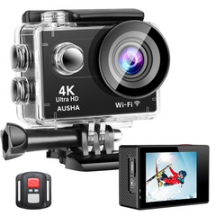 4k Action Camera 60fps with EIS Stabilization, Remote Control, WiFi