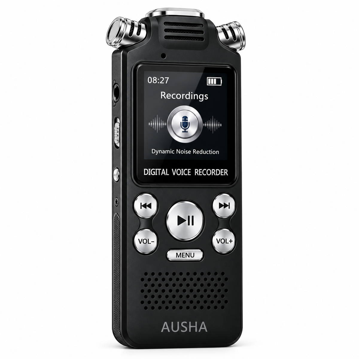 AUSHA Digital Audio Recorder- with 3 Microphones & 128GB Memory