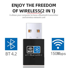Bluetooth WiFi 2-IN-1 Dongle Compatible with Windows