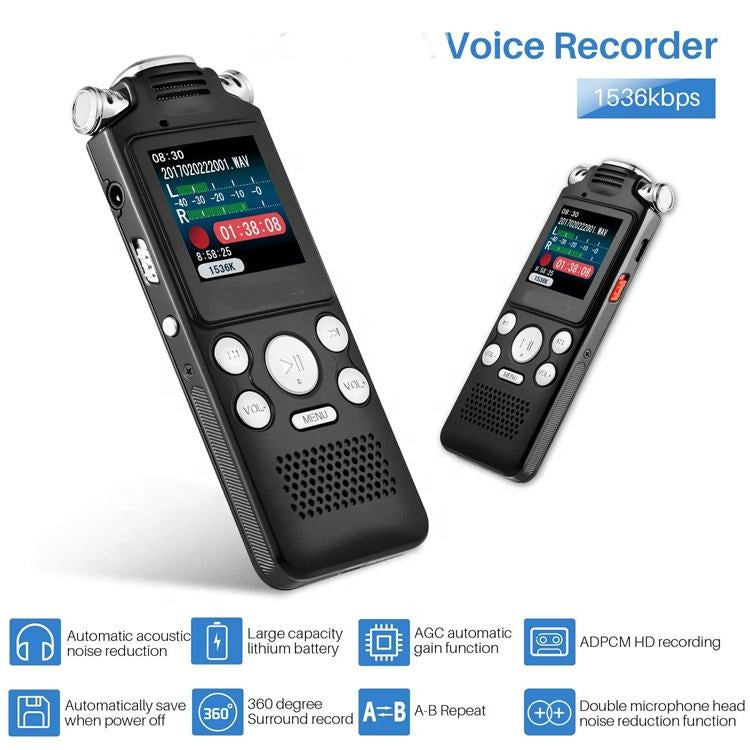 Digital Audio Recorder- with 3 Microphones & 128GB Memory