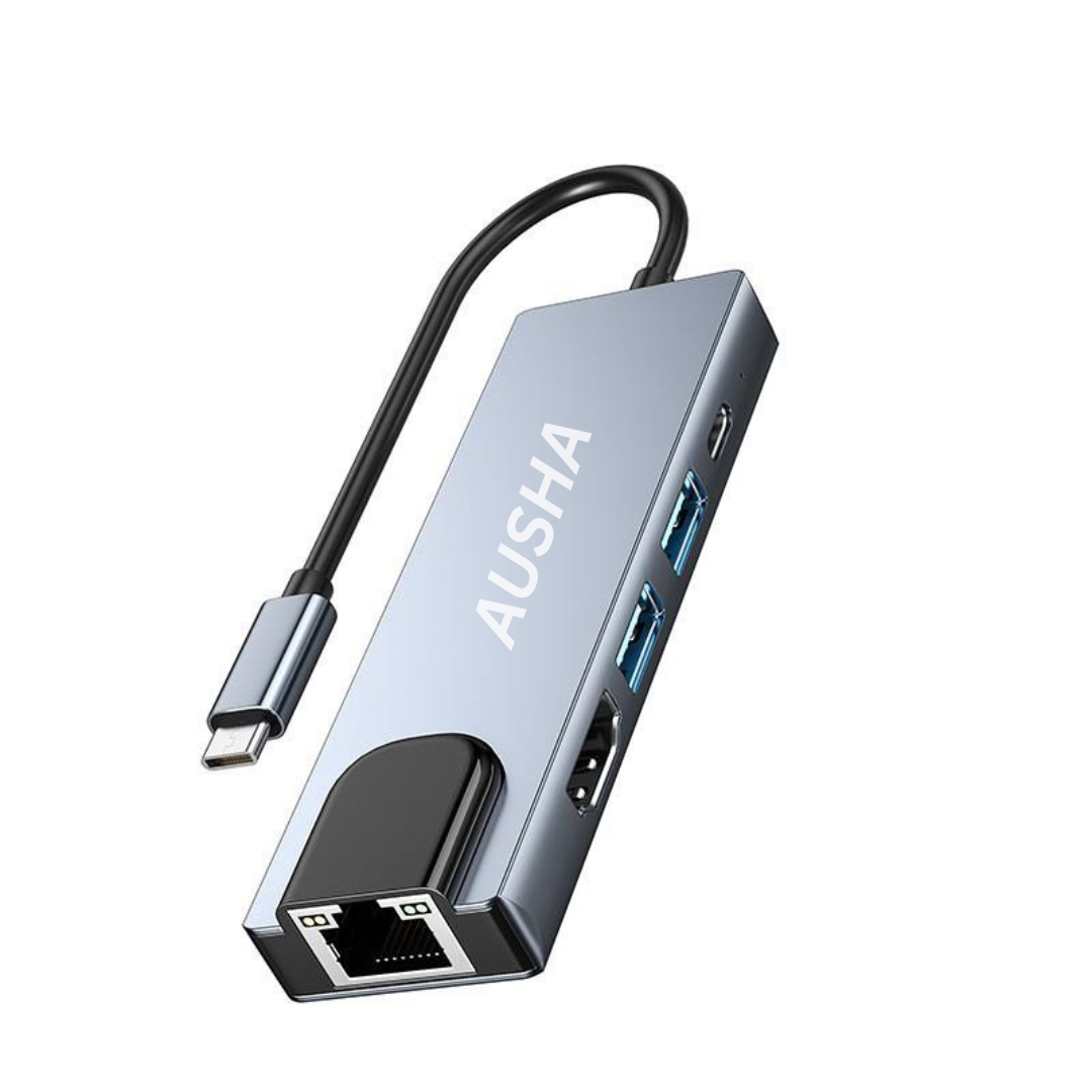 5 in 1 USBC Hub with Ethernet, HDMI, LAN & 100W PD