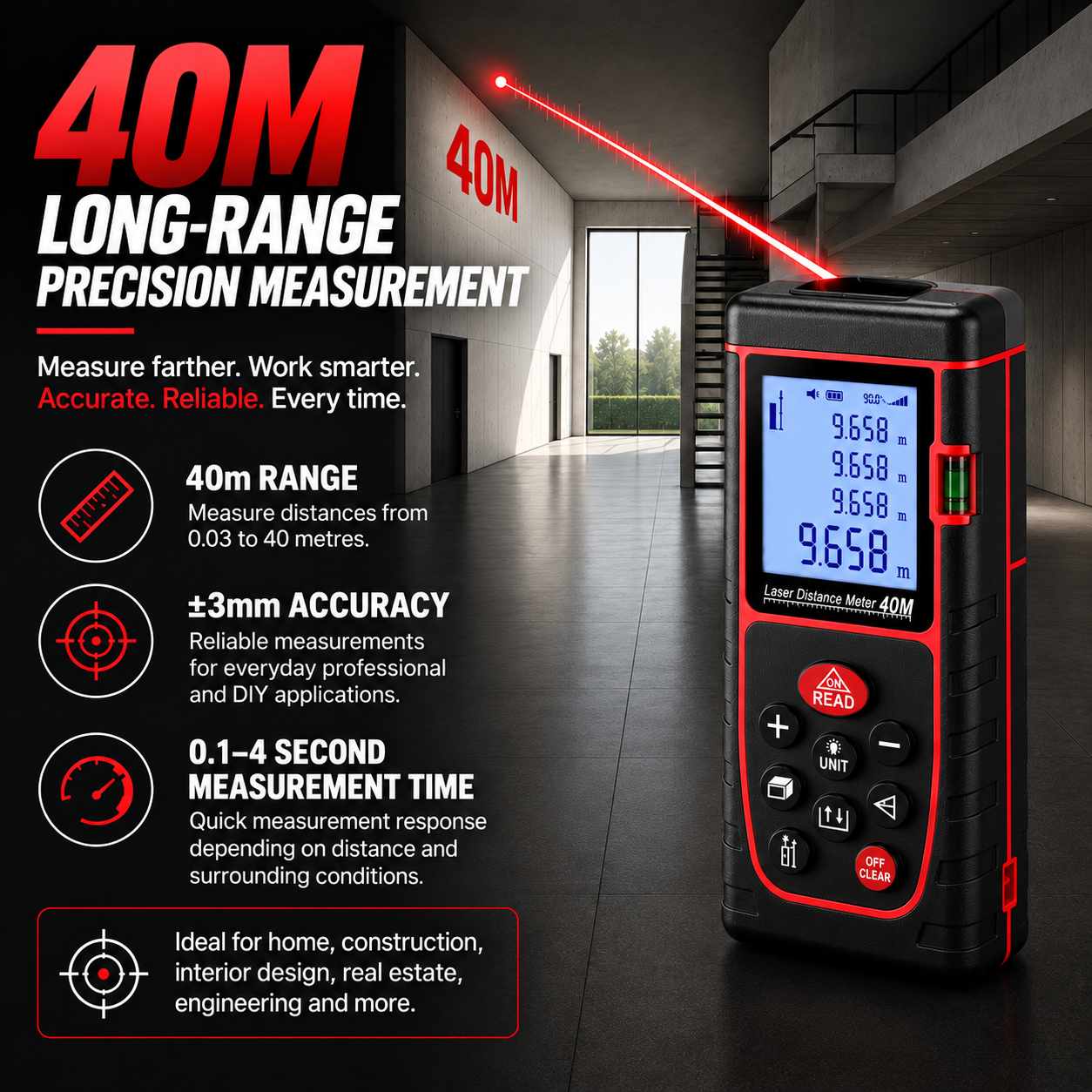 AUSHA 40M Laser Distance Meter