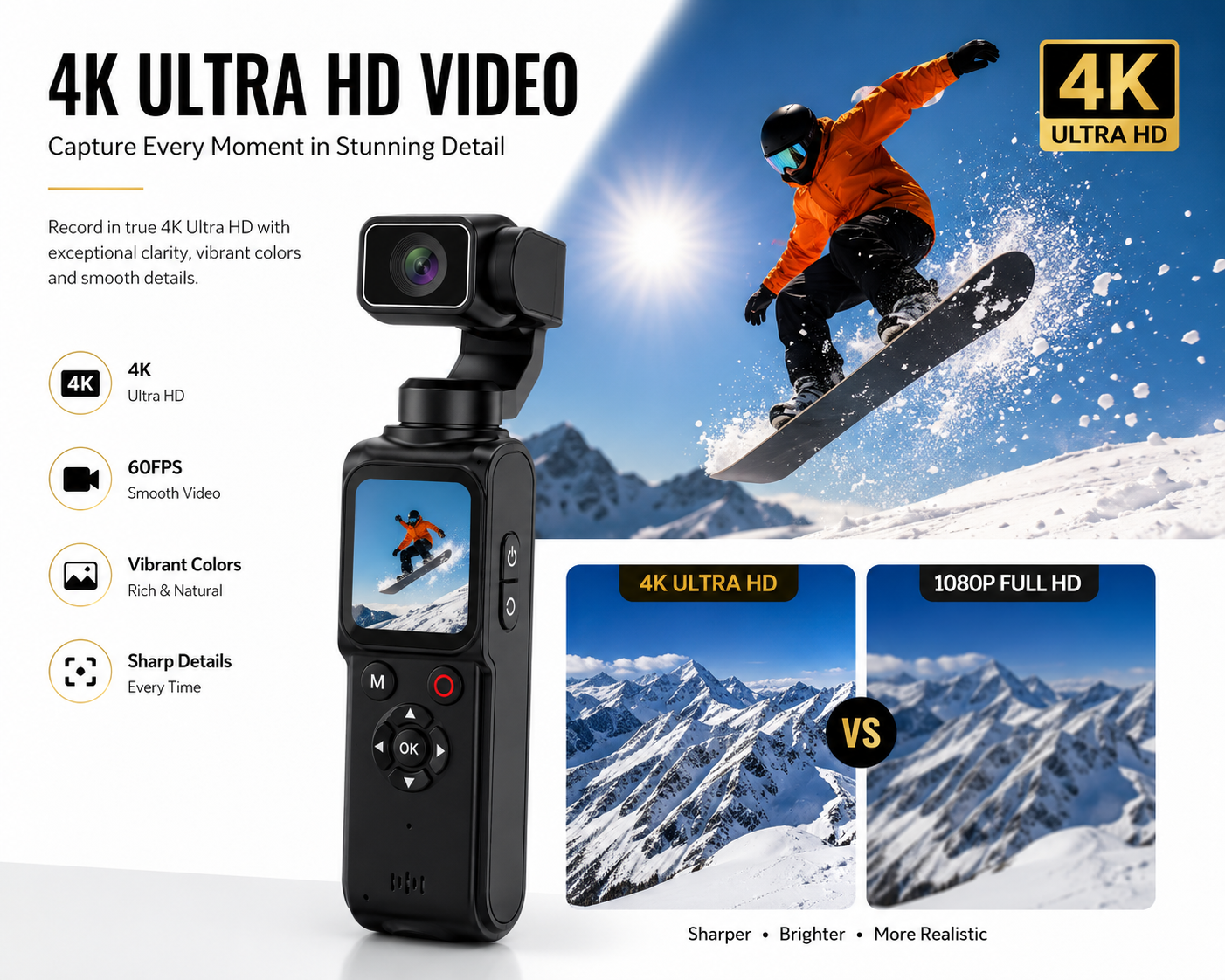 AUSHA 4K Smart Vlog Camera with AI Tracking & Handheld Gimbal