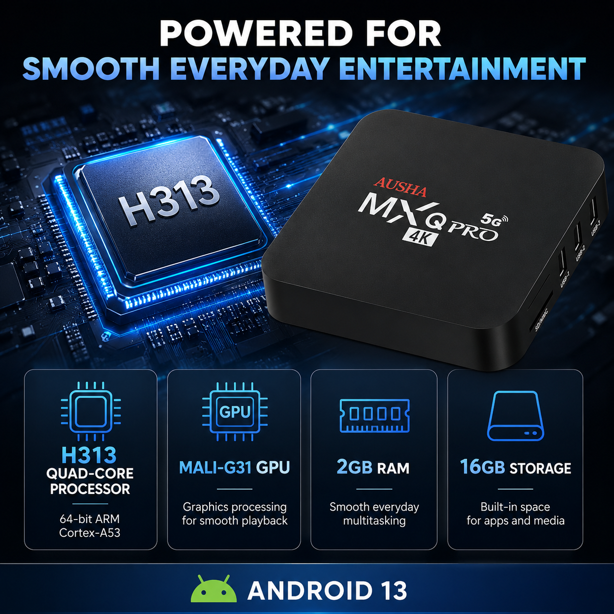 AUSHA MXQ Android Box with  2GB/16GB