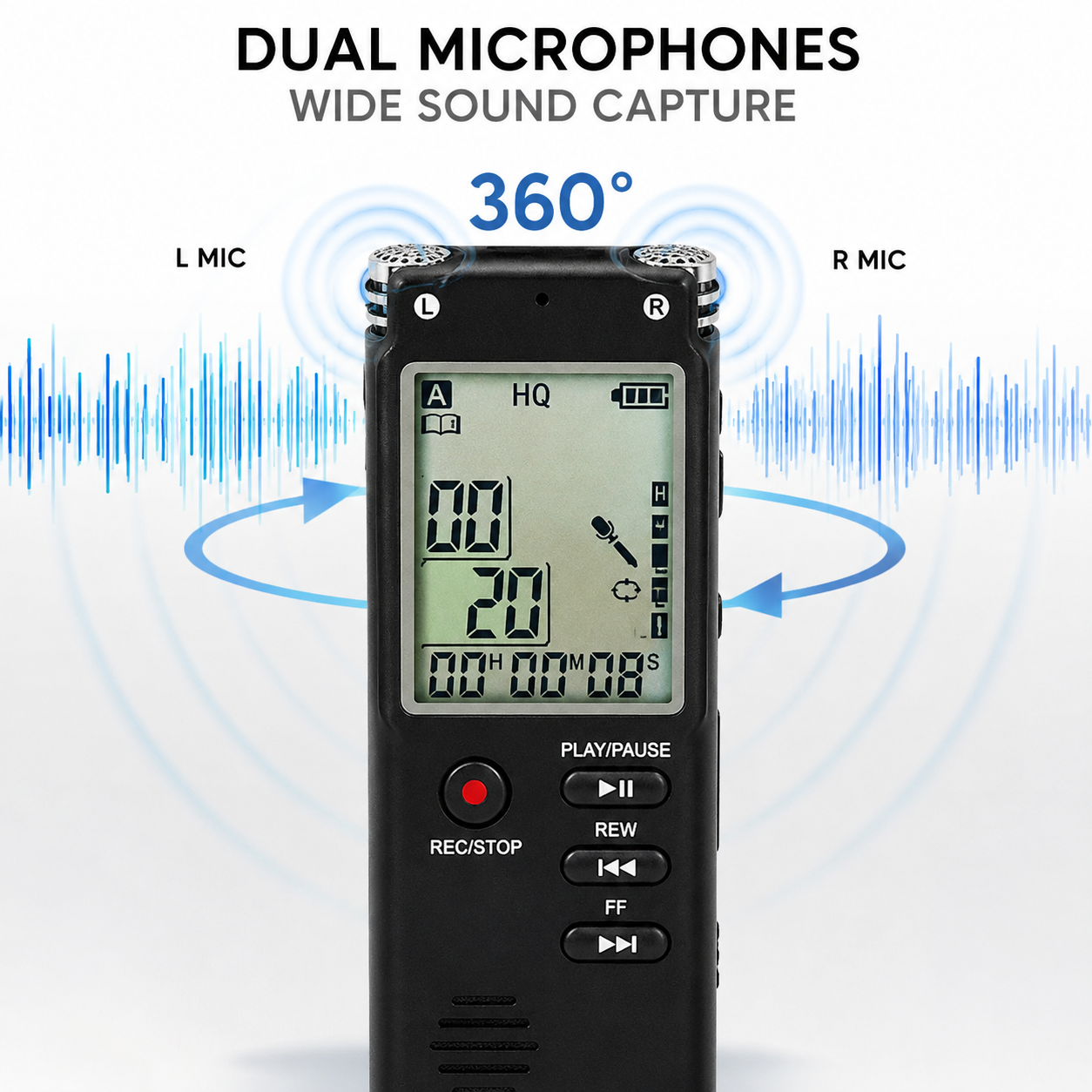 AUSHA Digital Voice Recorder-32 GB & 13 Hours Battery Life