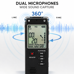 AUSHA Digital Voice Recorder-32 GB & 13 Hours Battery Life