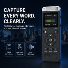 AUSHA Digital Voice Recorder-32GB Storage & 80 Hours Battery Life