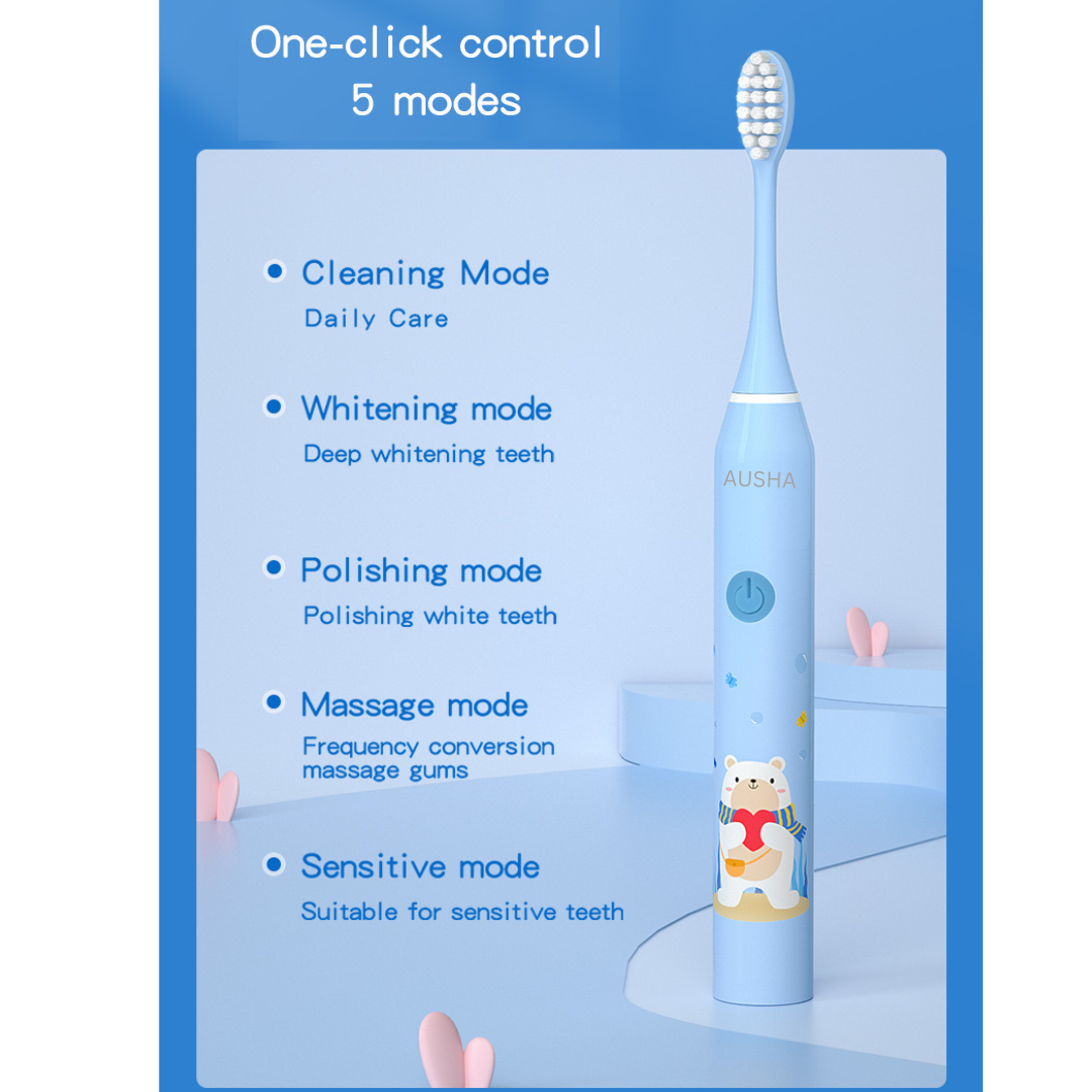 Kids Electric Toothbrush with 3 Extra Heads