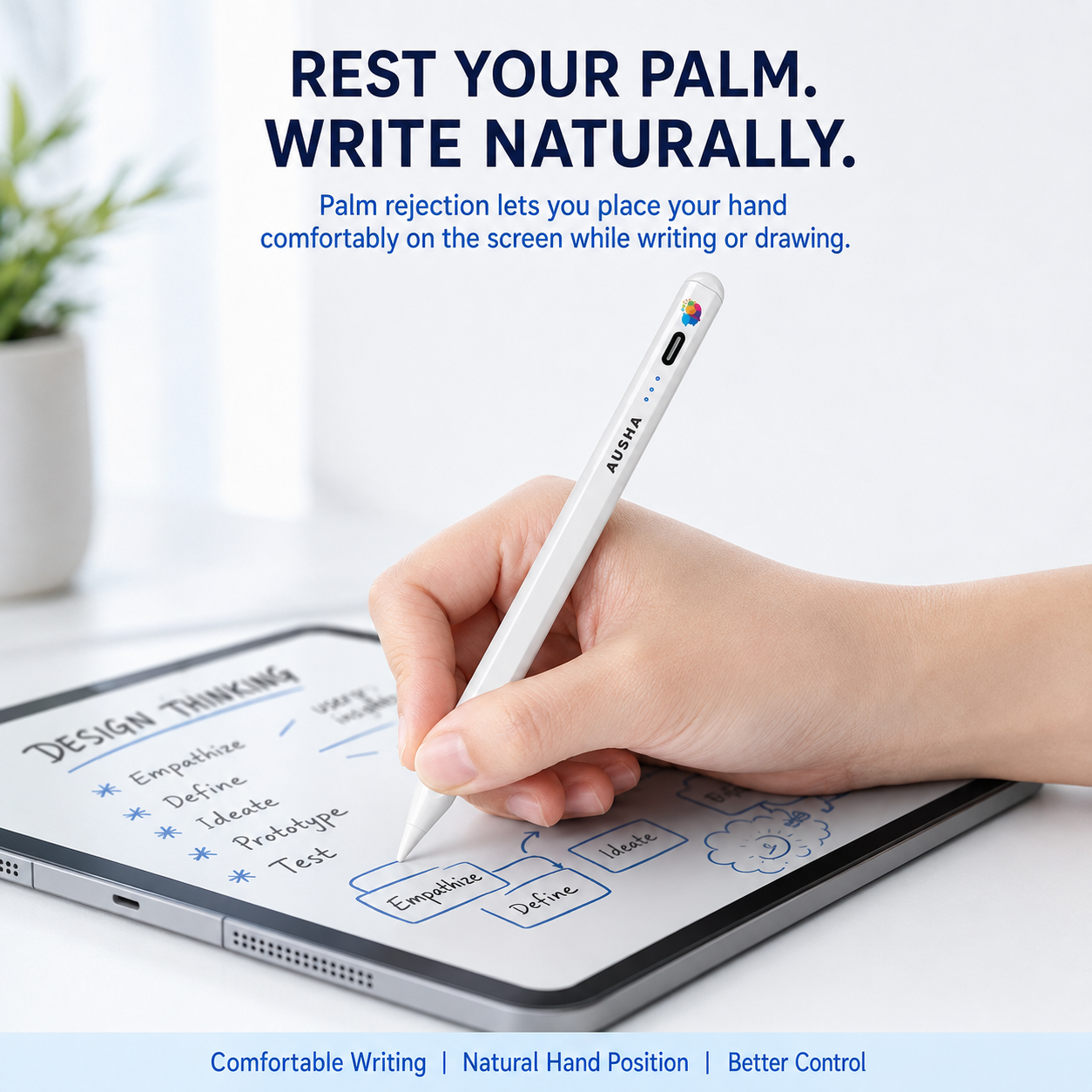AUSHA Stylus Pencil compatible with iPad with Palm Rejection