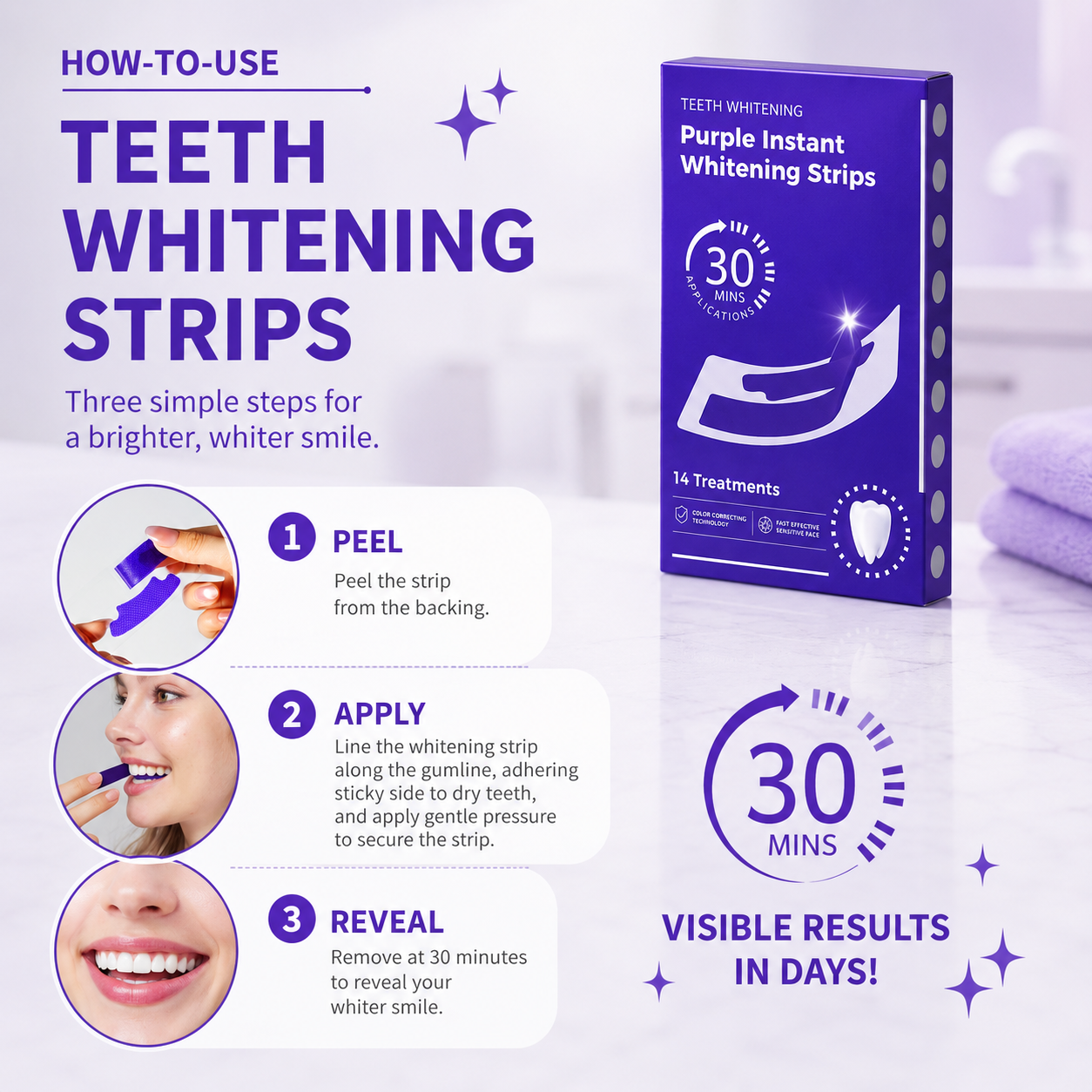 Purple Teeth Whitening Strips