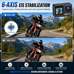 AUSHA 6K Action Camera 30fps with EIS , Wifi, Dual Touch Screen, Remote Control