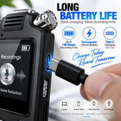 AUSHA Digital Audio Recorder- with 3 Microphones & 128GB Memory