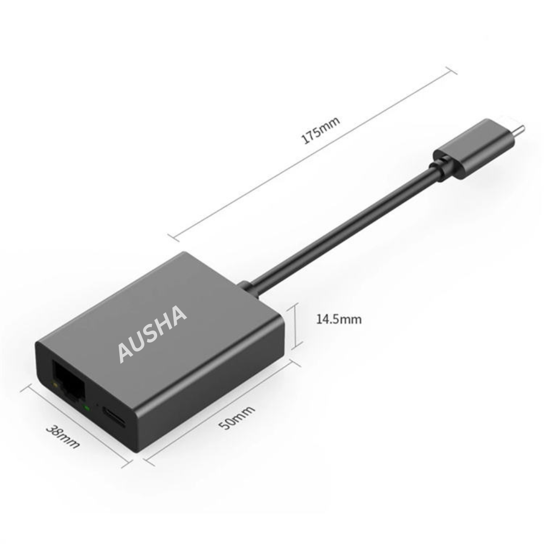 USB-C to PD 100W + 2.5 Gbps RJ45 LAN Adapter