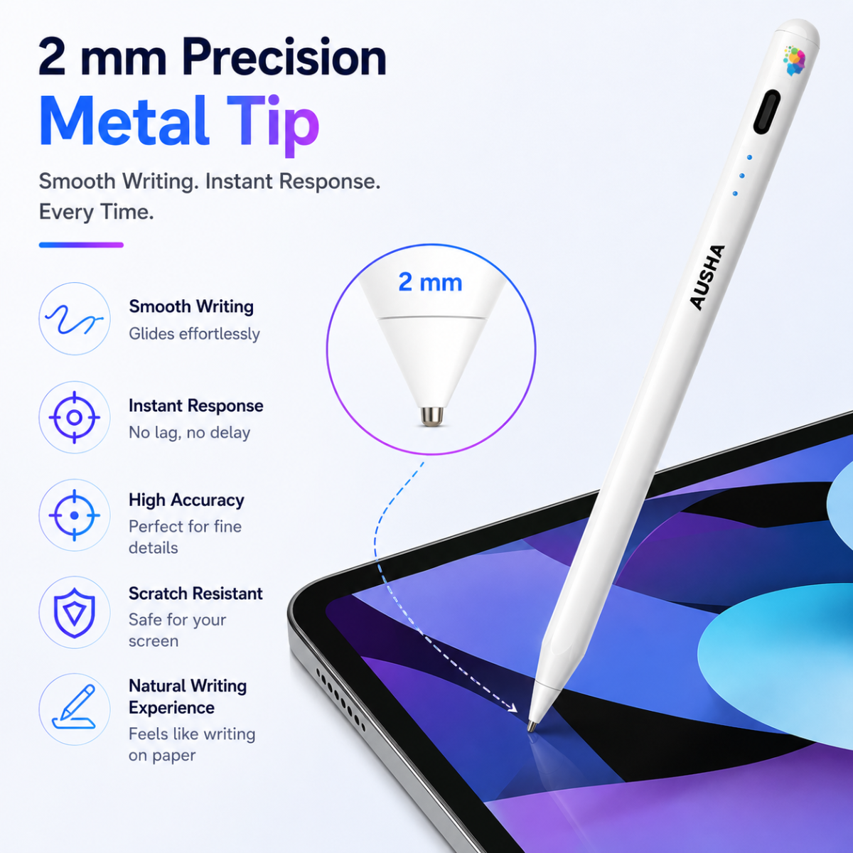 AUSHA Universal Active Stylus Pen for iOS, Android, Windows