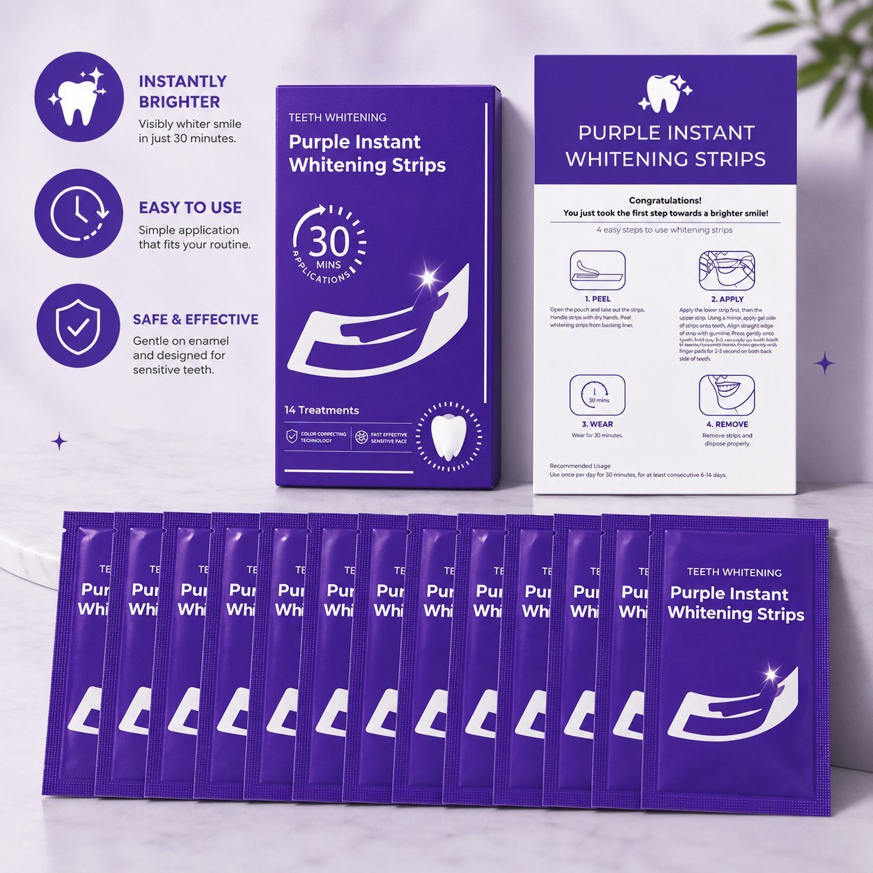 Purple Teeth Whitening Strips
