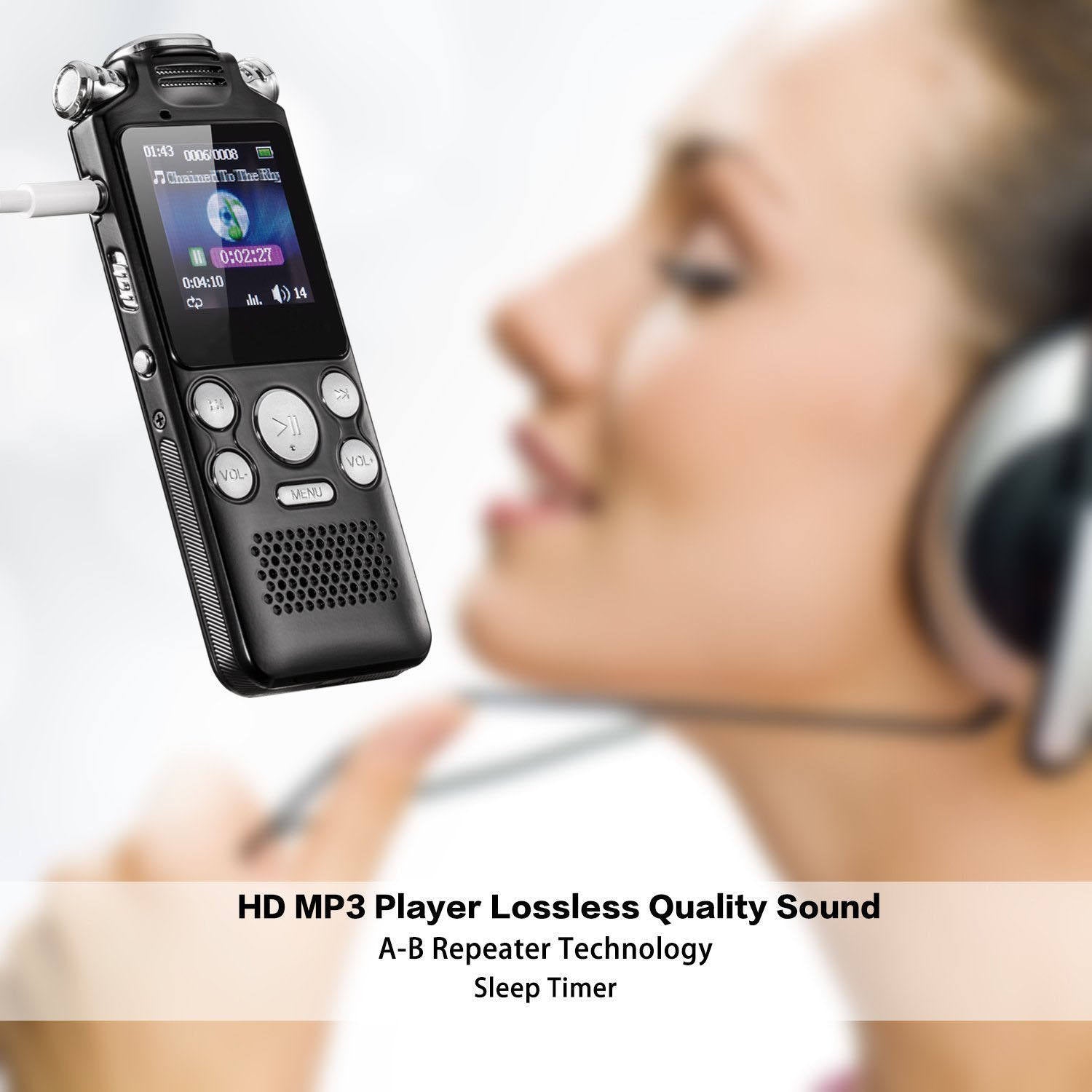 Digital Audio Recorder- with 3 Microphones & 128GB Memory