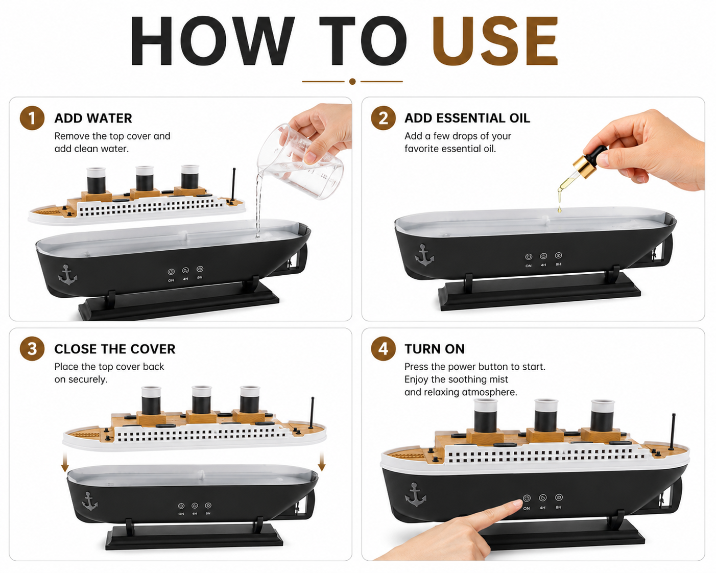 AUSHA Ship Aroma Diffuser & Humidifier with Jellyfish Mist