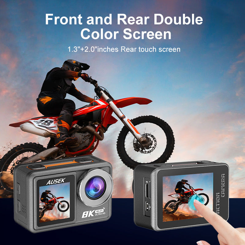 8K Action Camera 15fps with EIS , Wifi, Dual Touch Screen, Remote Control