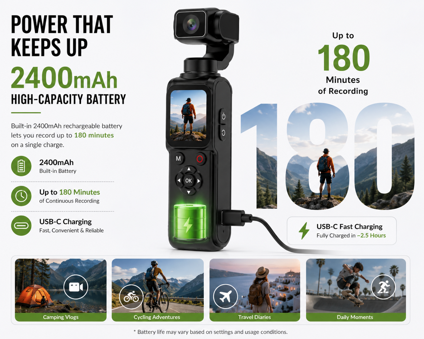AUSHA 4K Smart Vlog Camera with AI Tracking & Handheld Gimbal