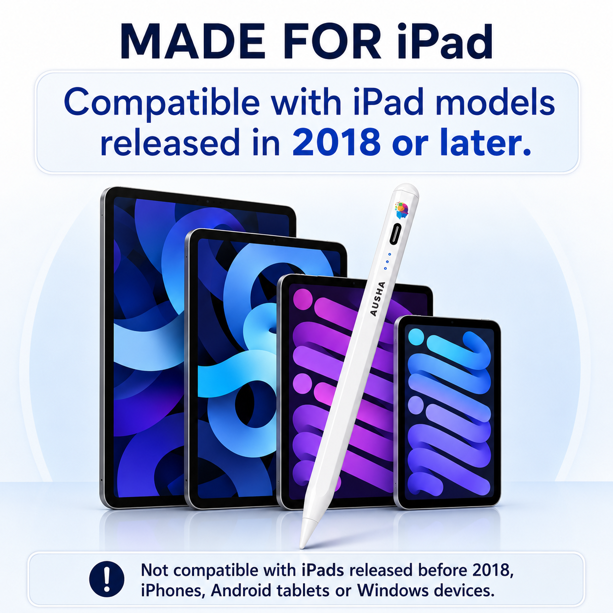 AUSHA Stylus Pencil compatible with iPad with Palm Rejection