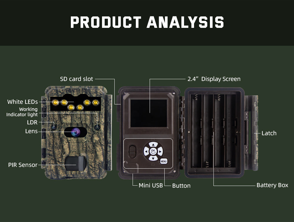 4K Trail Camera with White Flash (Model T8 White Flash)