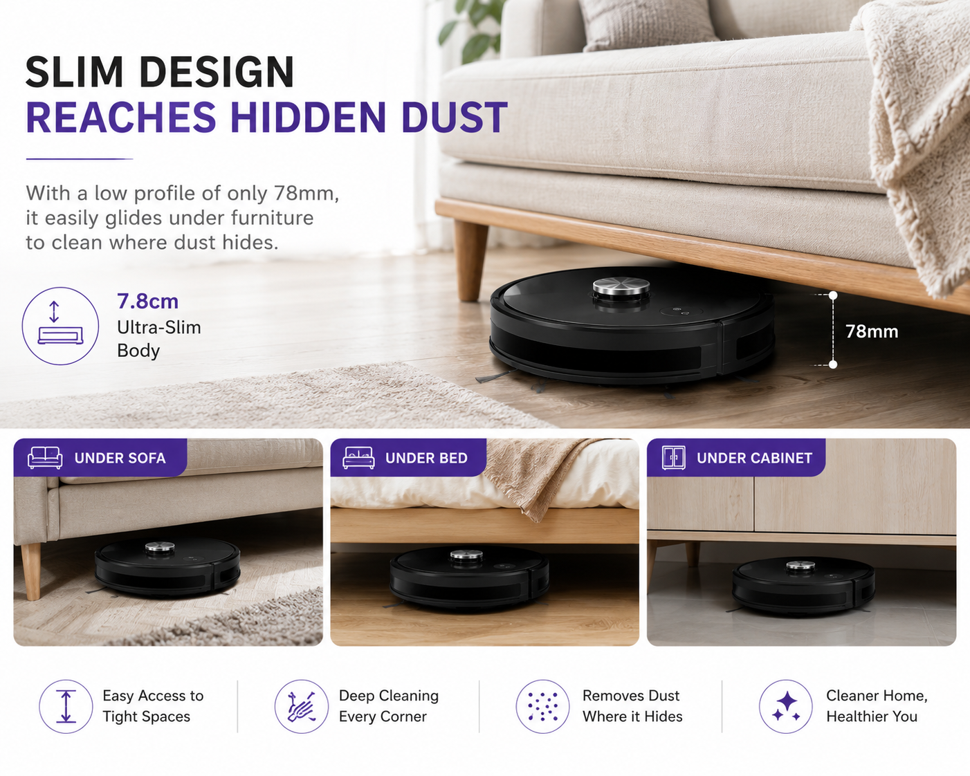 AUSHA Smart Robot Vacuum Cleaner & Mop with LiDAR Navigation