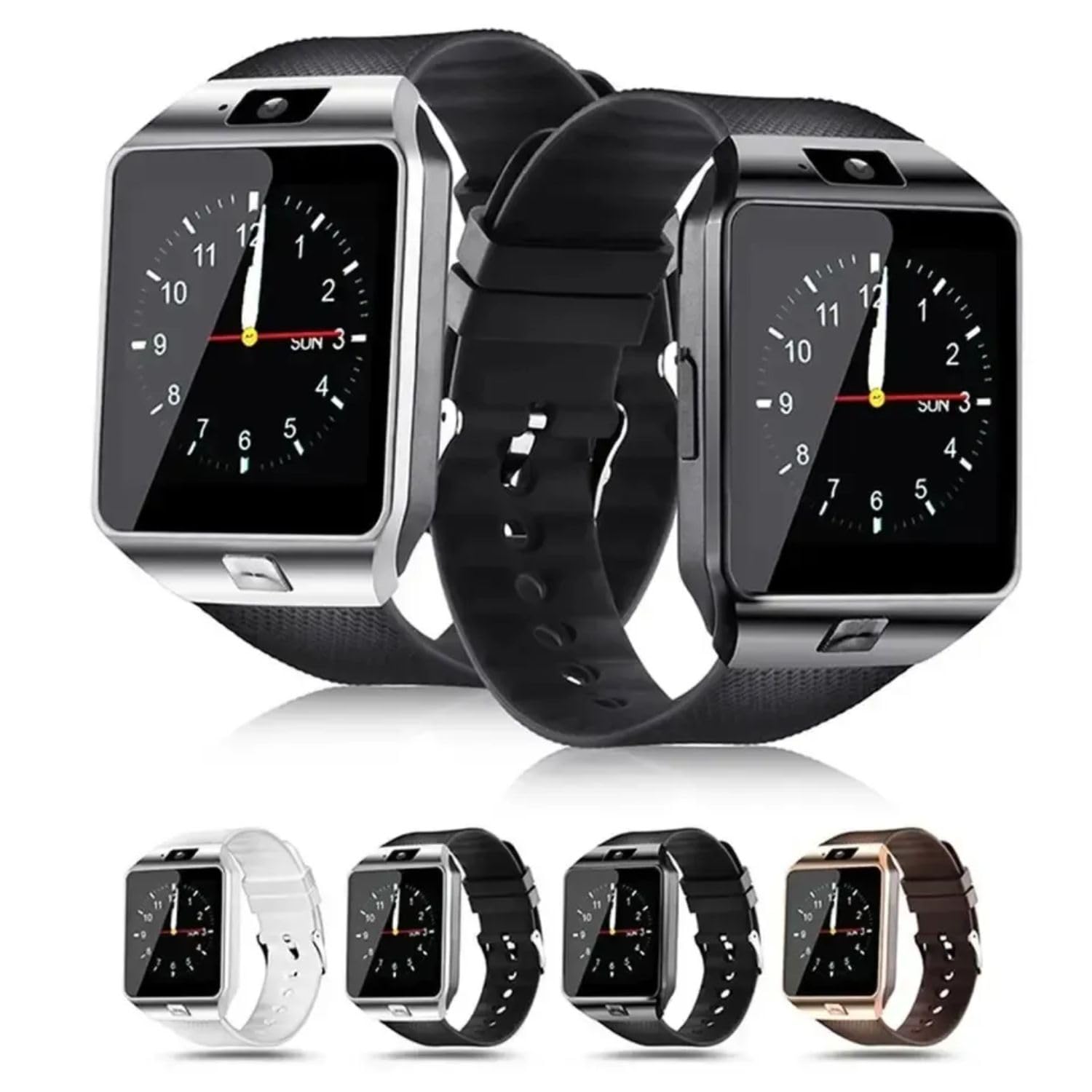 AUSHA 1.5" Bluetooth Touch Screen Sim Card Calling Smart Watch for iOS Android Phones with whatapp, Facebook, email Notification, Padometer
