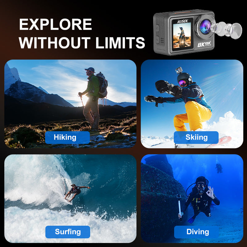 8K Action Camera 15fps with EIS , Wifi, Dual Touch Screen, Remote Control