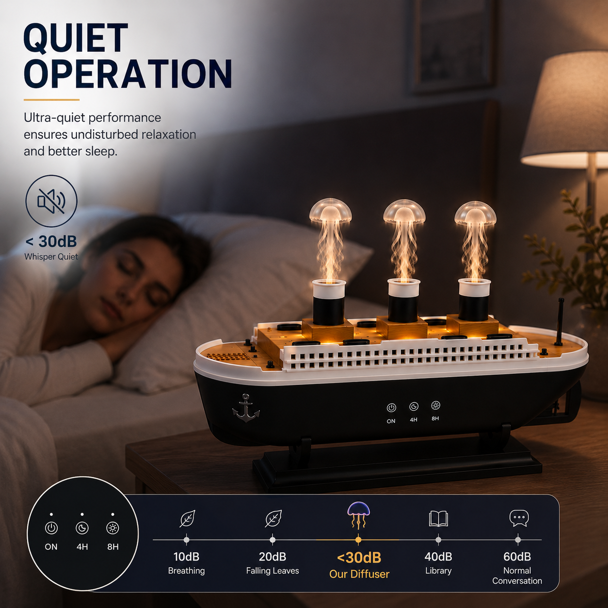 AUSHA Ship Aroma Diffuser & Humidifier with Jellyfish Mist