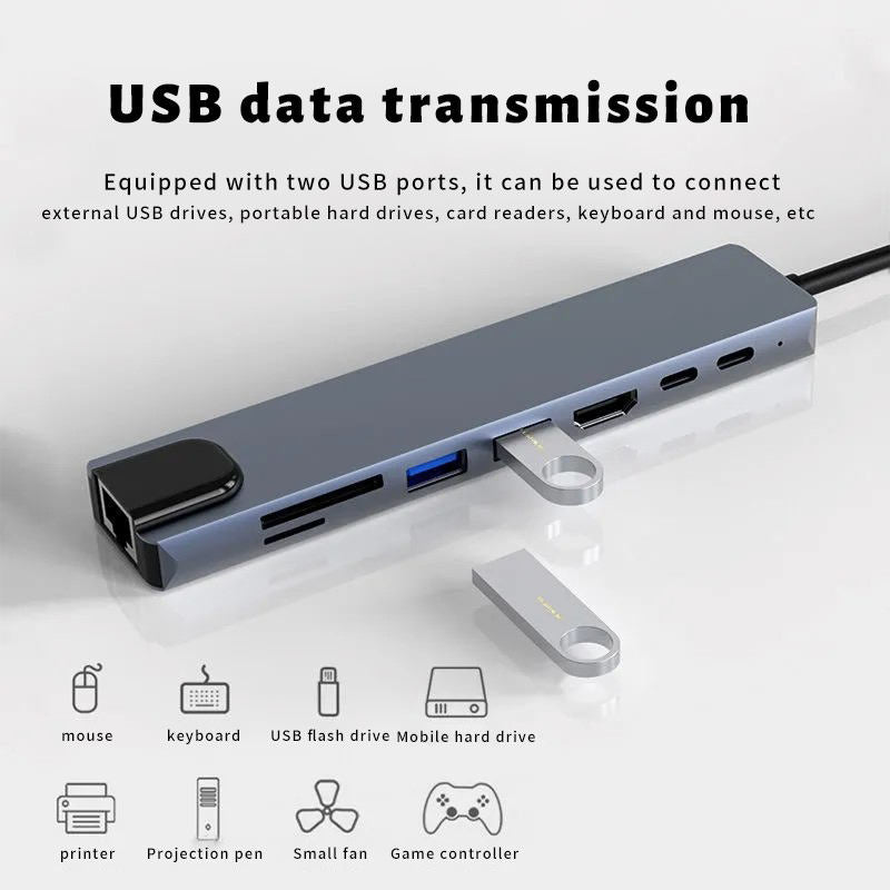 8 in 1 USB C Extension Hub