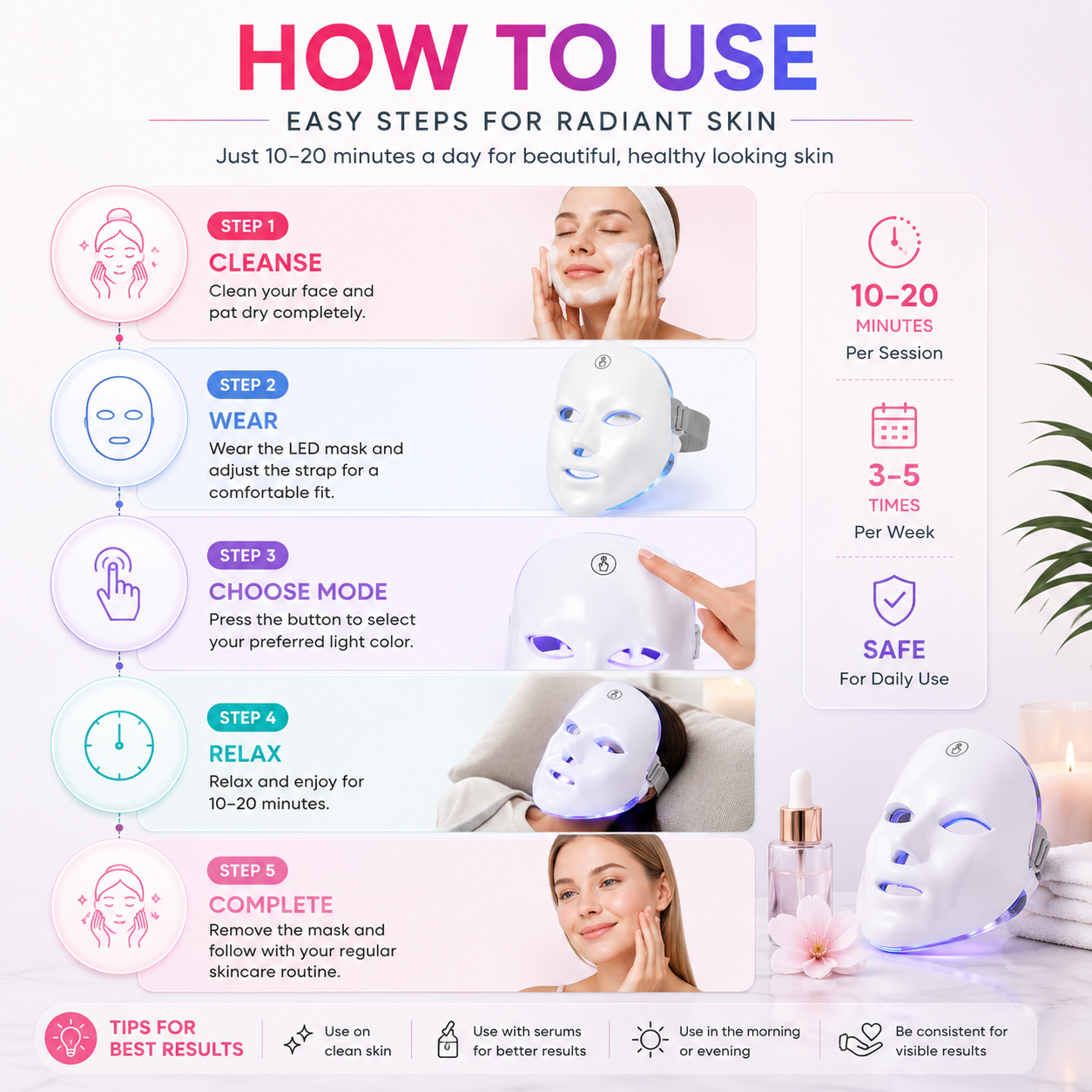 AUSHA 7 Color LED Light Therapy Facial Mask