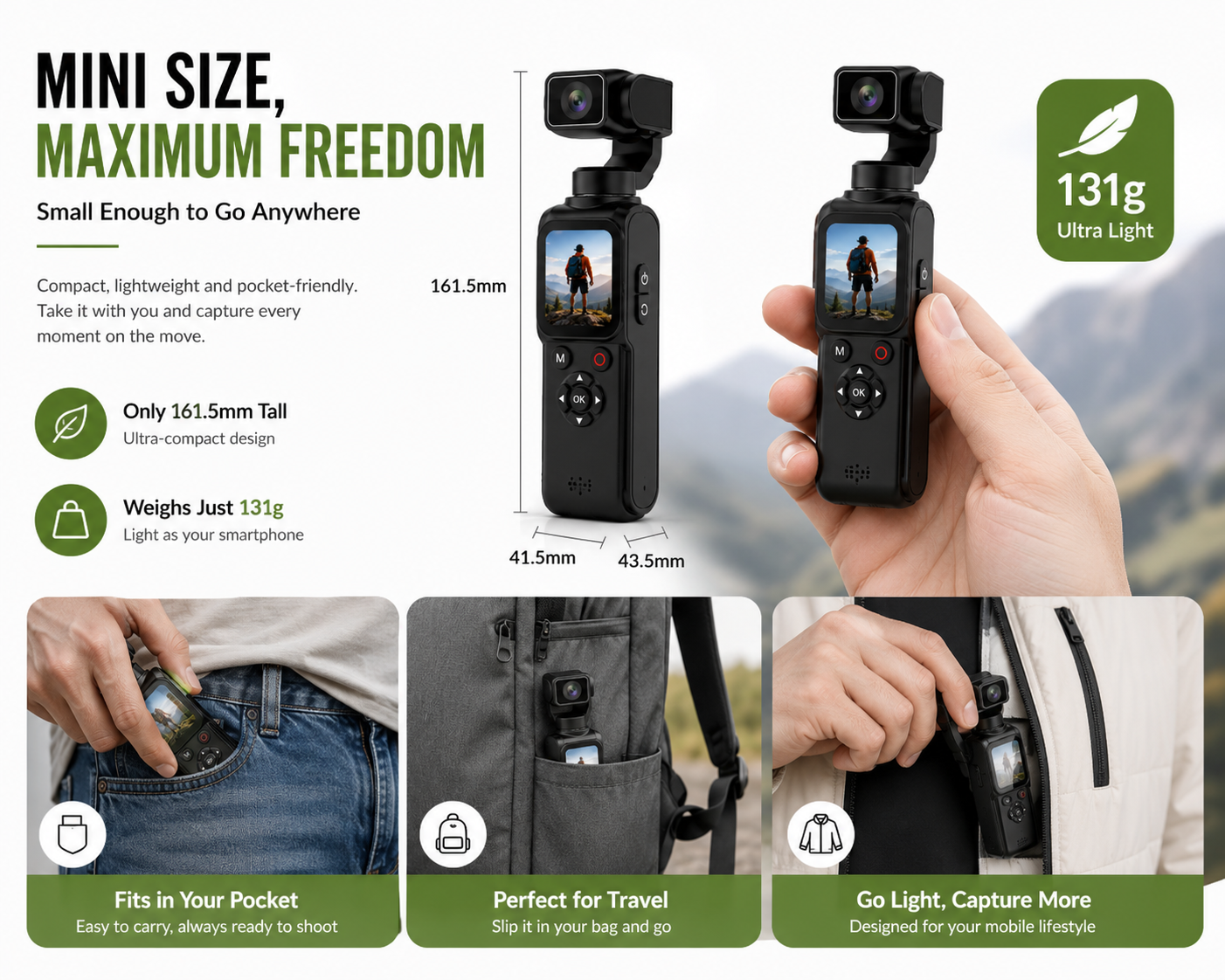 AUSHA 4K Smart Vlog Camera with AI Tracking & Handheld Gimbal